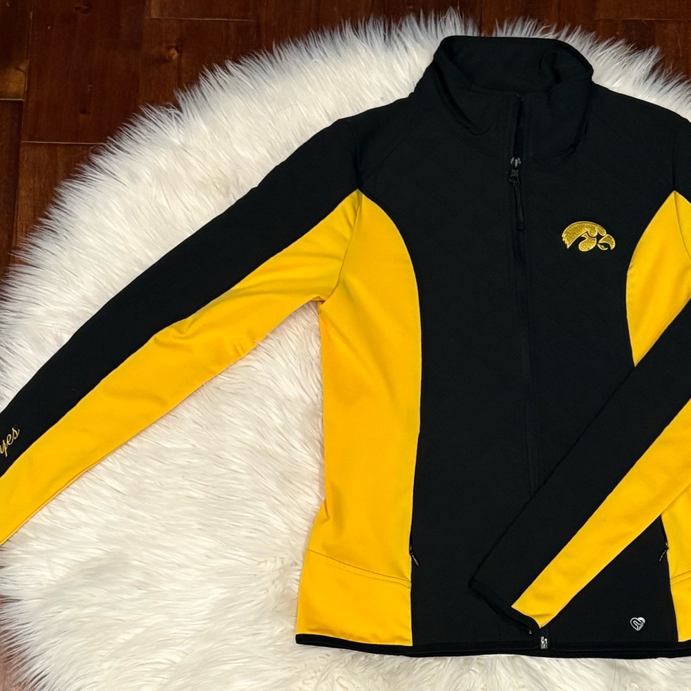 Colosseum Black and Yelliw Iowa Hawkeyes Women's Varsity Jacket